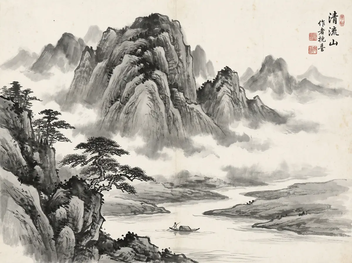 澳门六合彩水墨山水画展示留白美学