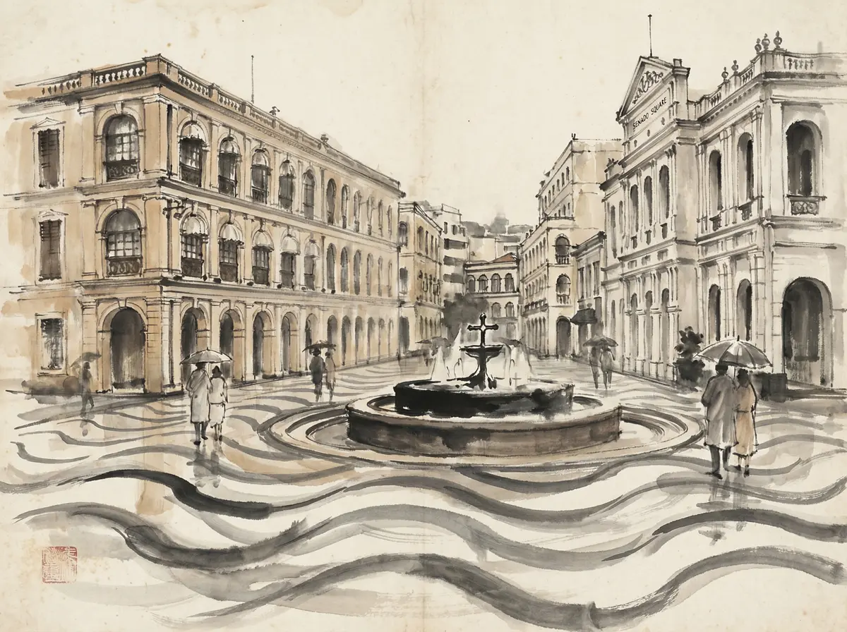 澳门六合彩推荐澳门议事亭前地水墨画风格