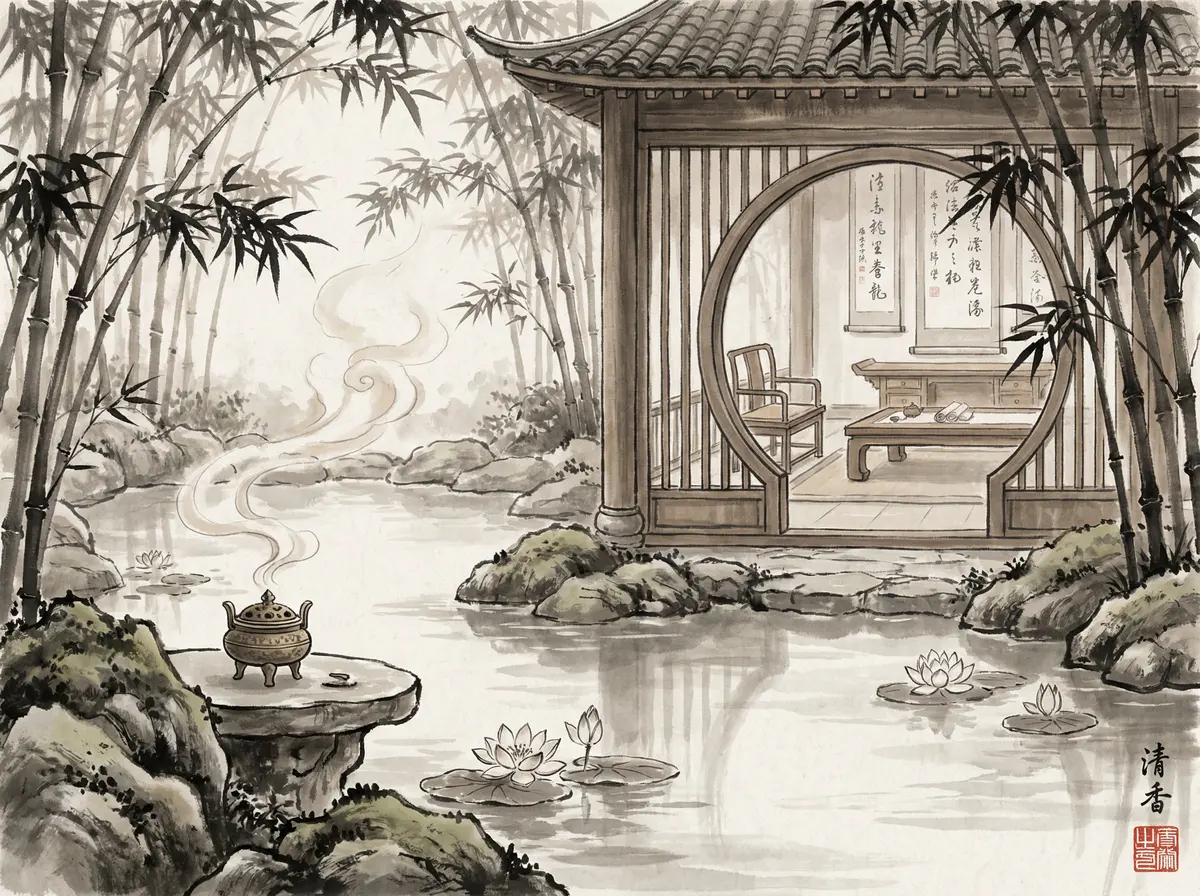 澳门六合彩水墨养生阁温泉池与竹林环绕的东方水疗中心